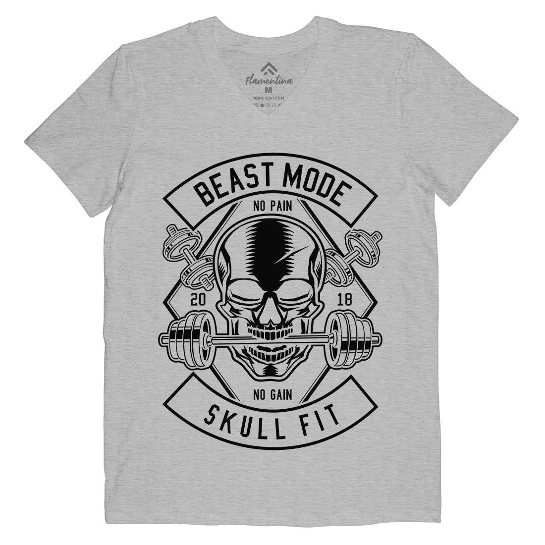 Skull Fit Mens Organic V-Neck T-Shirt Gym B628