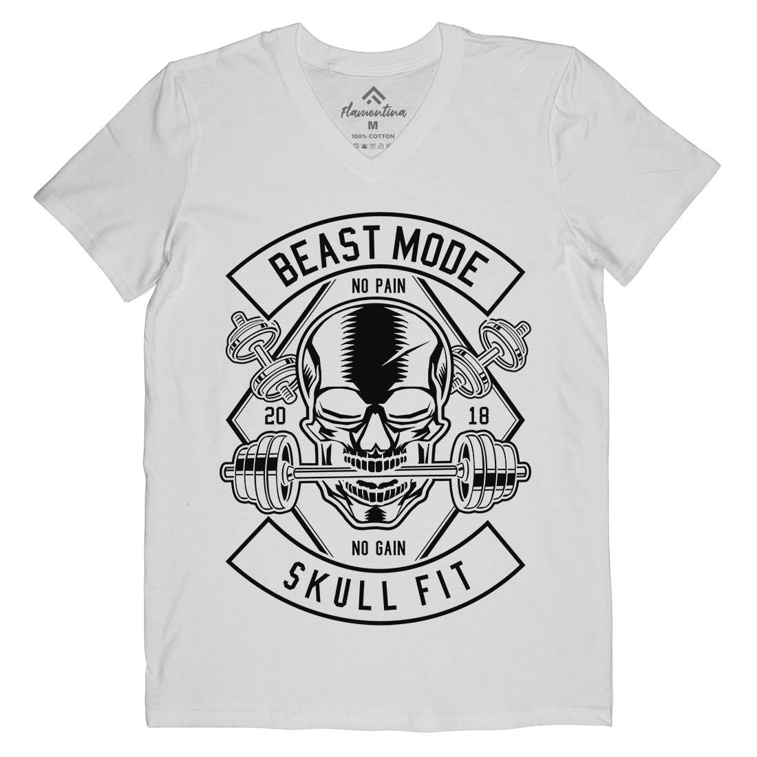 Skull Fit Mens V-Neck T-Shirt Gym B628