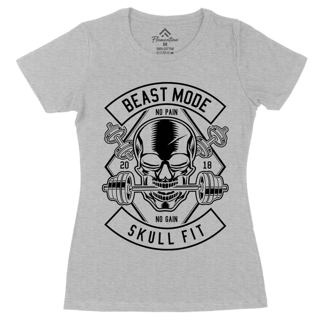 Skull Fit Womens Organic Crew Neck T-Shirt Gym B628