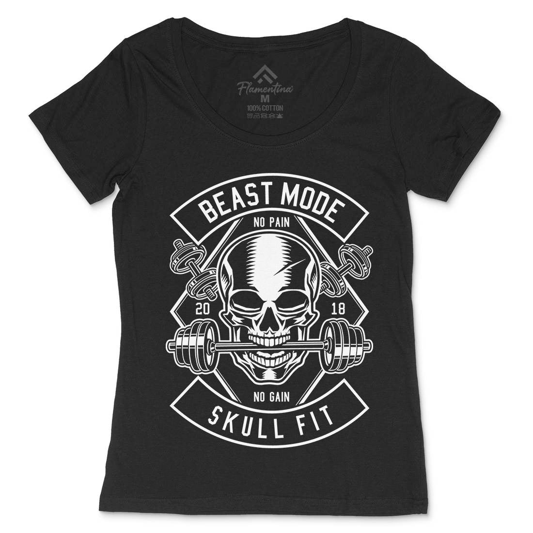 Skull Fit Womens Scoop Neck T-Shirt Gym B628