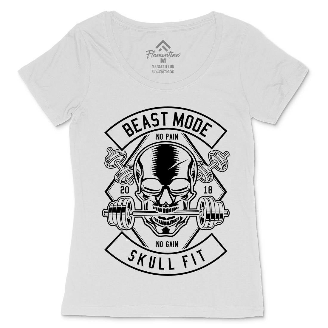 Skull Fit Womens Scoop Neck T-Shirt Gym B628