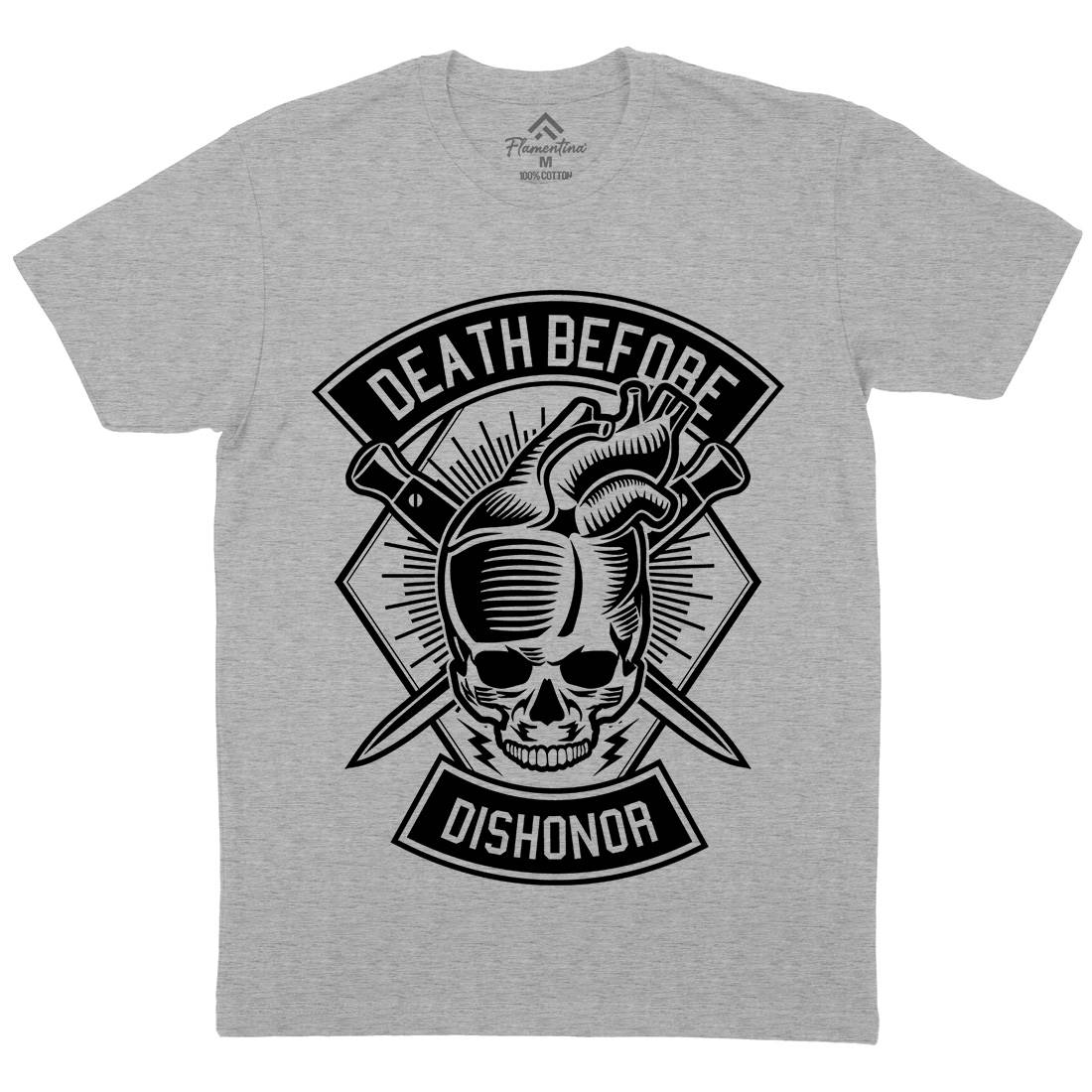 Skull Heart Mens Organic Crew Neck T-Shirt Army B629