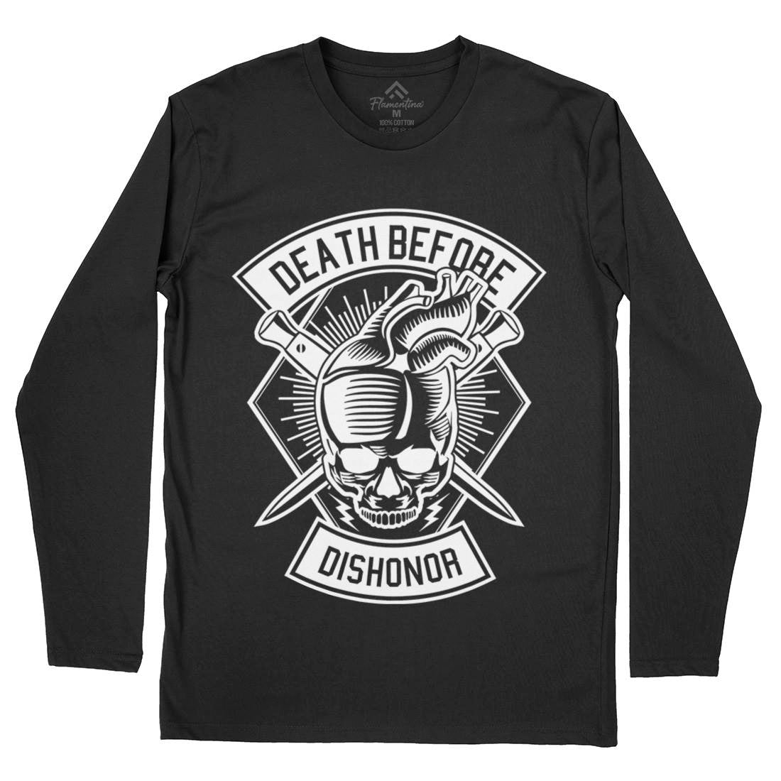 Skull Heart Mens Long Sleeve T-Shirt Army B629
