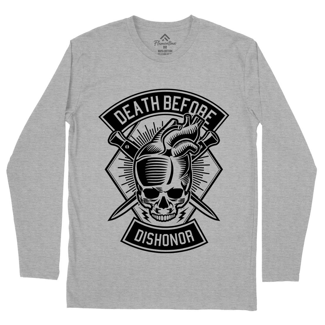 Skull Heart Mens Long Sleeve T-Shirt Army B629