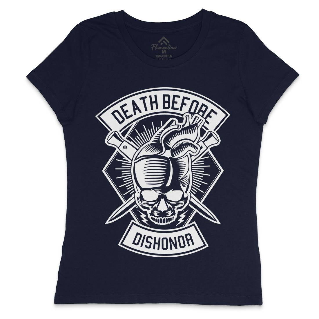 Skull Heart Womens Crew Neck T-Shirt Army B629