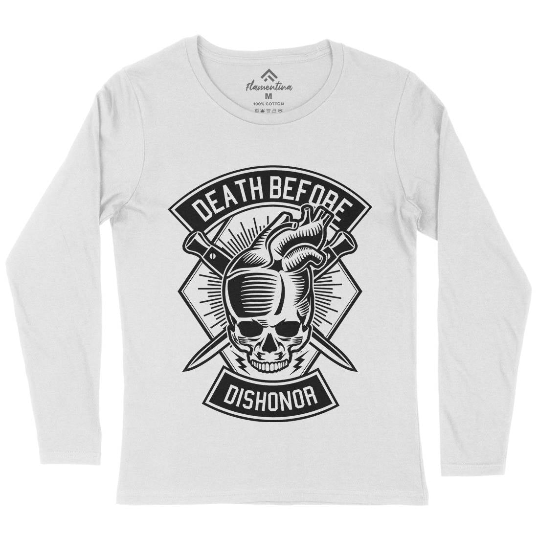 Skull Heart Womens Long Sleeve T-Shirt Army B629