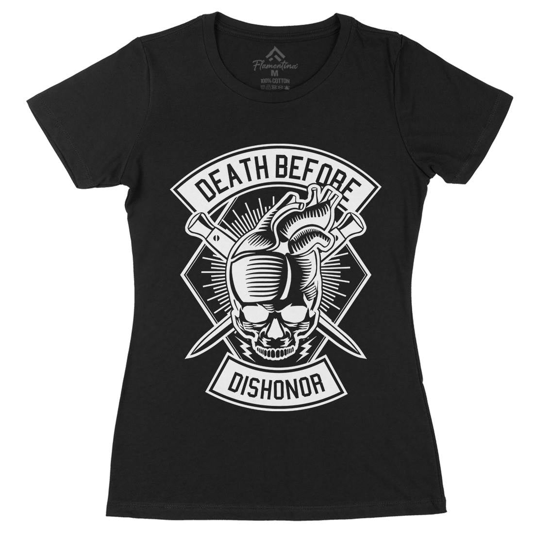 Skull Heart Womens Organic Crew Neck T-Shirt Army B629