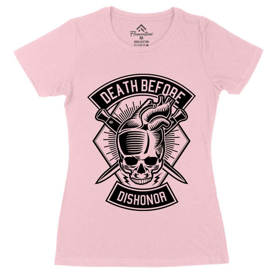 Skull Heart Womens Organic Crew Neck T-Shirt Army B629