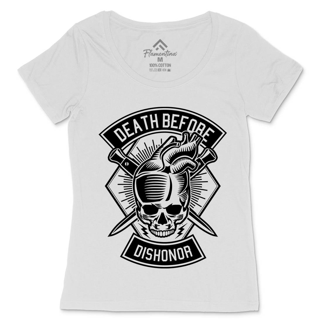 Skull Heart Womens Scoop Neck T-Shirt Army B629