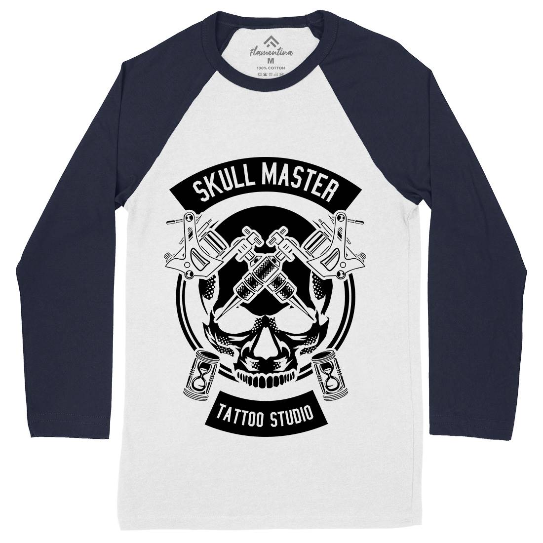 Skull Master Mens Long Sleeve Baseball T-Shirt Tattoo B630