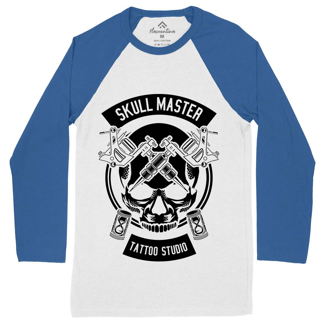 Skull Master Mens Long Sleeve Baseball T-Shirt Tattoo B630