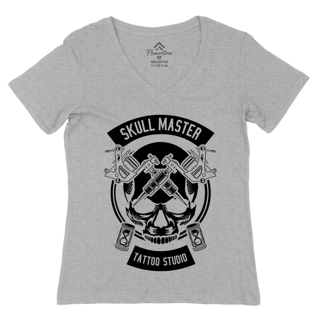 Skull Master Womens Organic V-Neck T-Shirt Tattoo B630