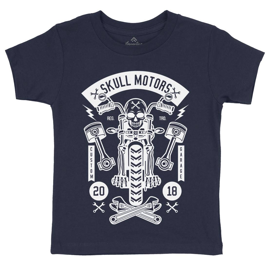 Skull Motors Kids Organic Crew Neck T-Shirt Motorcycles B631