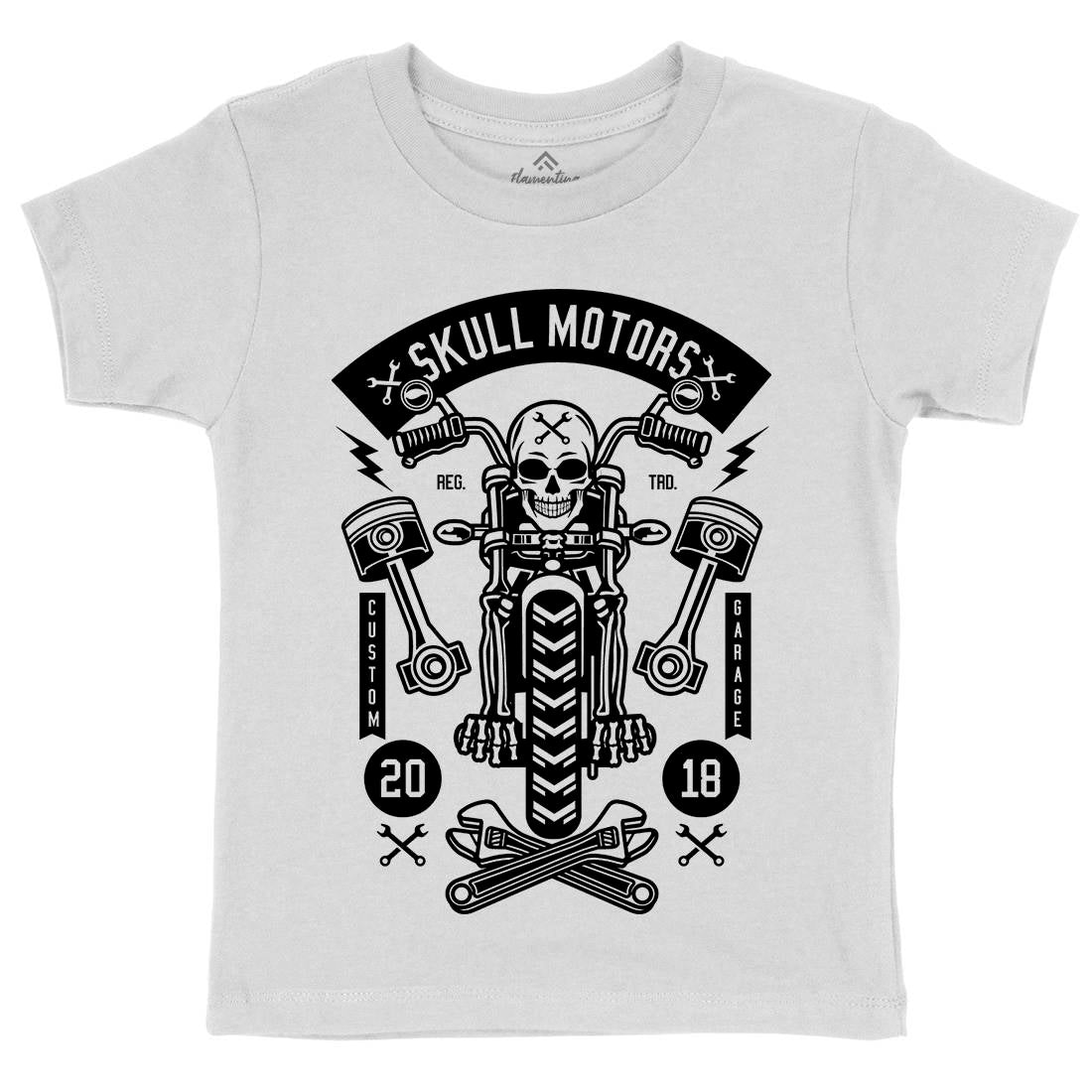 Skull Motors Kids Crew Neck T-Shirt Motorcycles B631