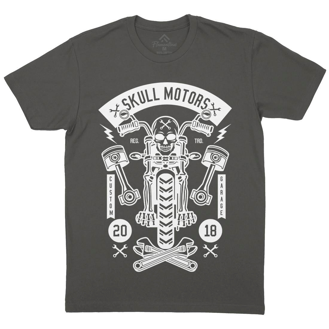 Skull Motors Mens Organic Crew Neck T-Shirt Motorcycles B631