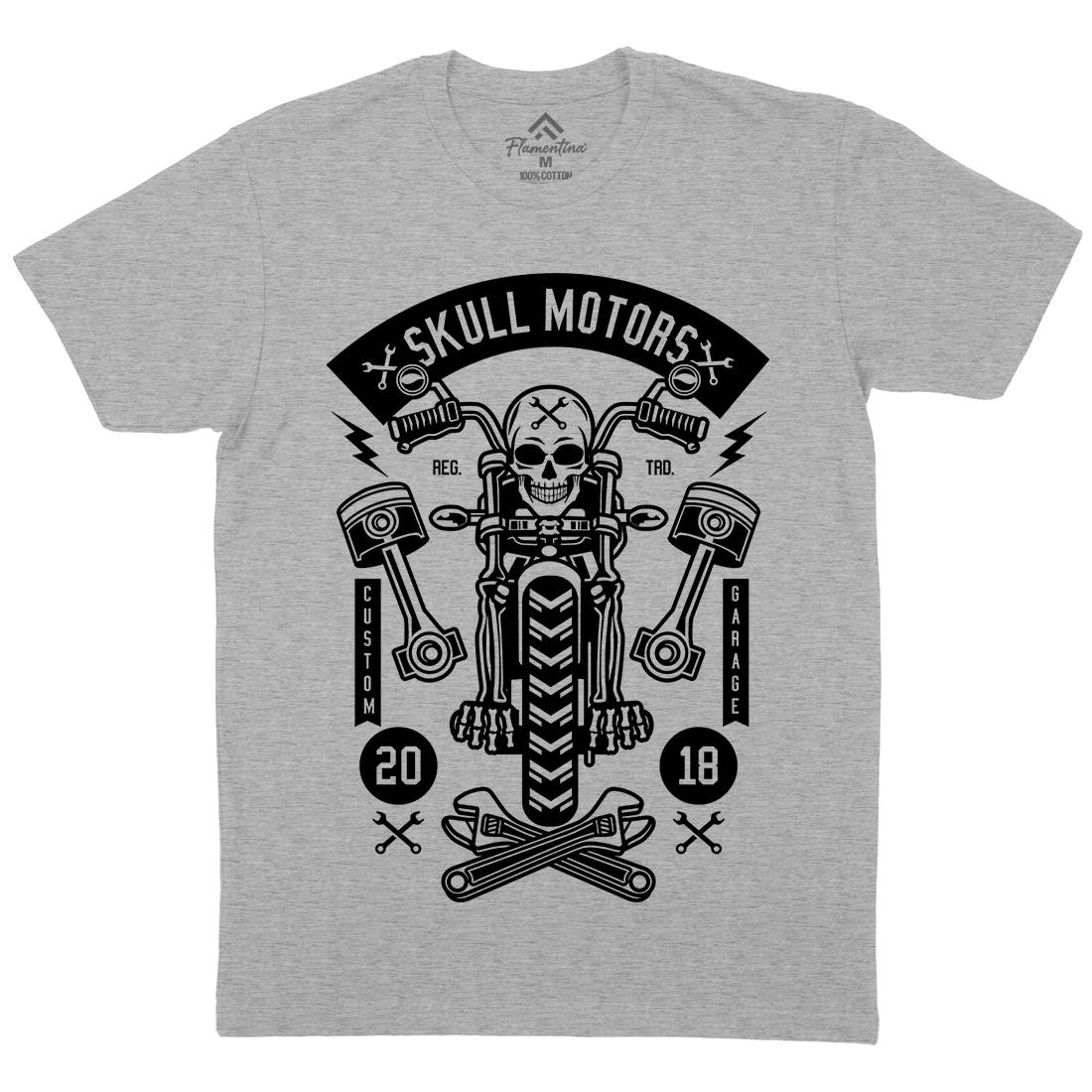 Skull Motors Mens Crew Neck T-Shirt Motorcycles B631