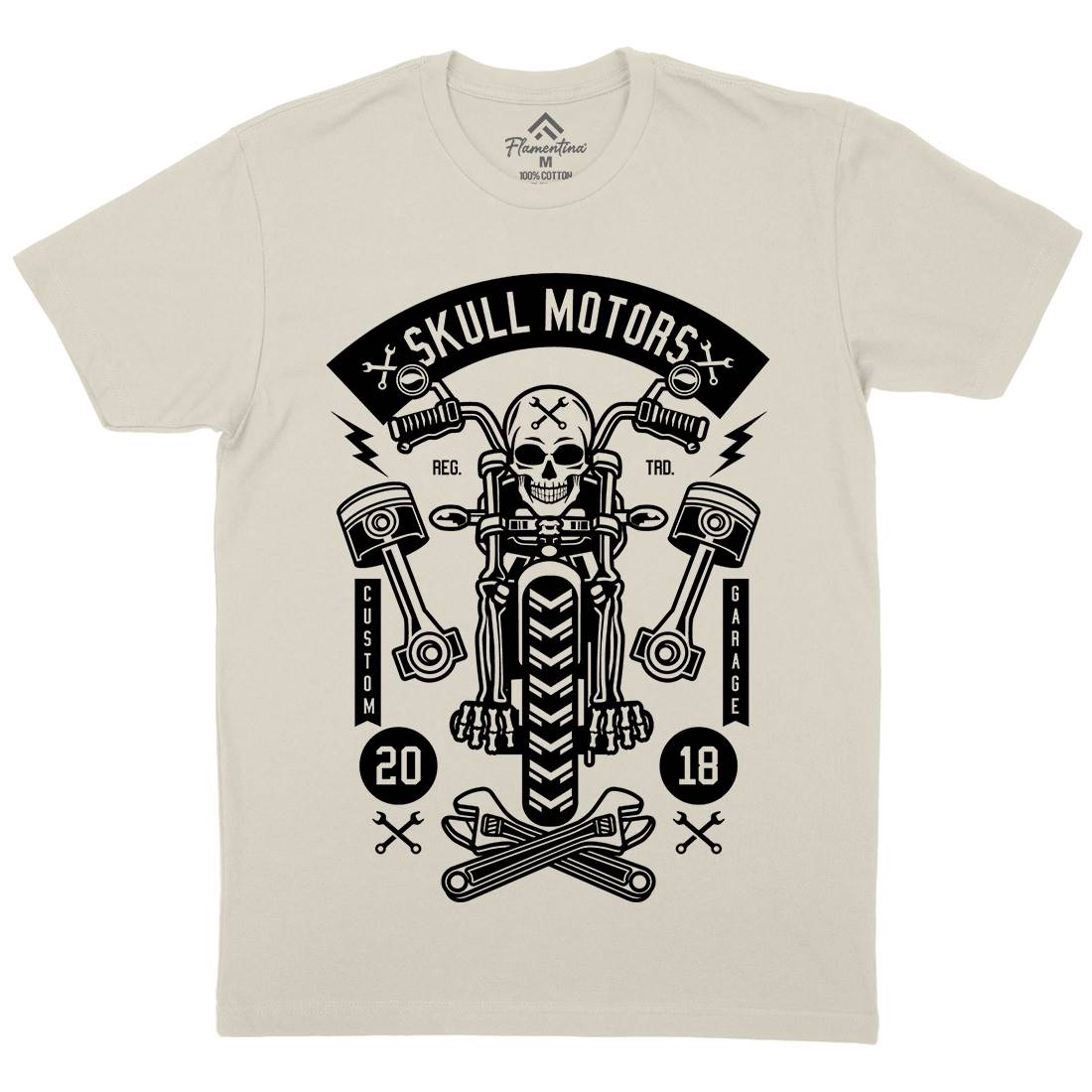 Skull Motors Mens Organic Crew Neck T-Shirt Motorcycles B631