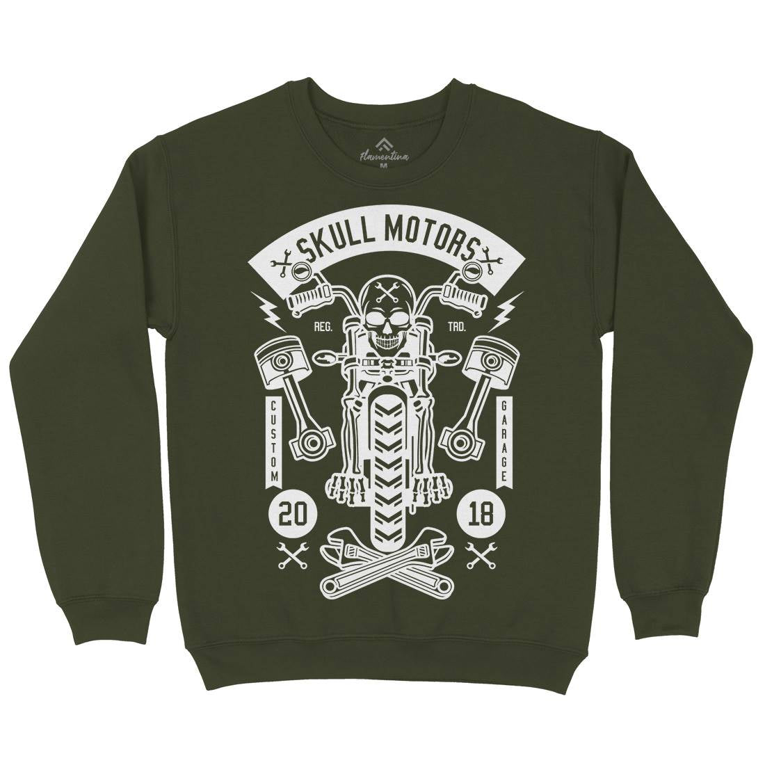 Skull Motors Mens Crew Neck Sweatshirt Motorcycles B631