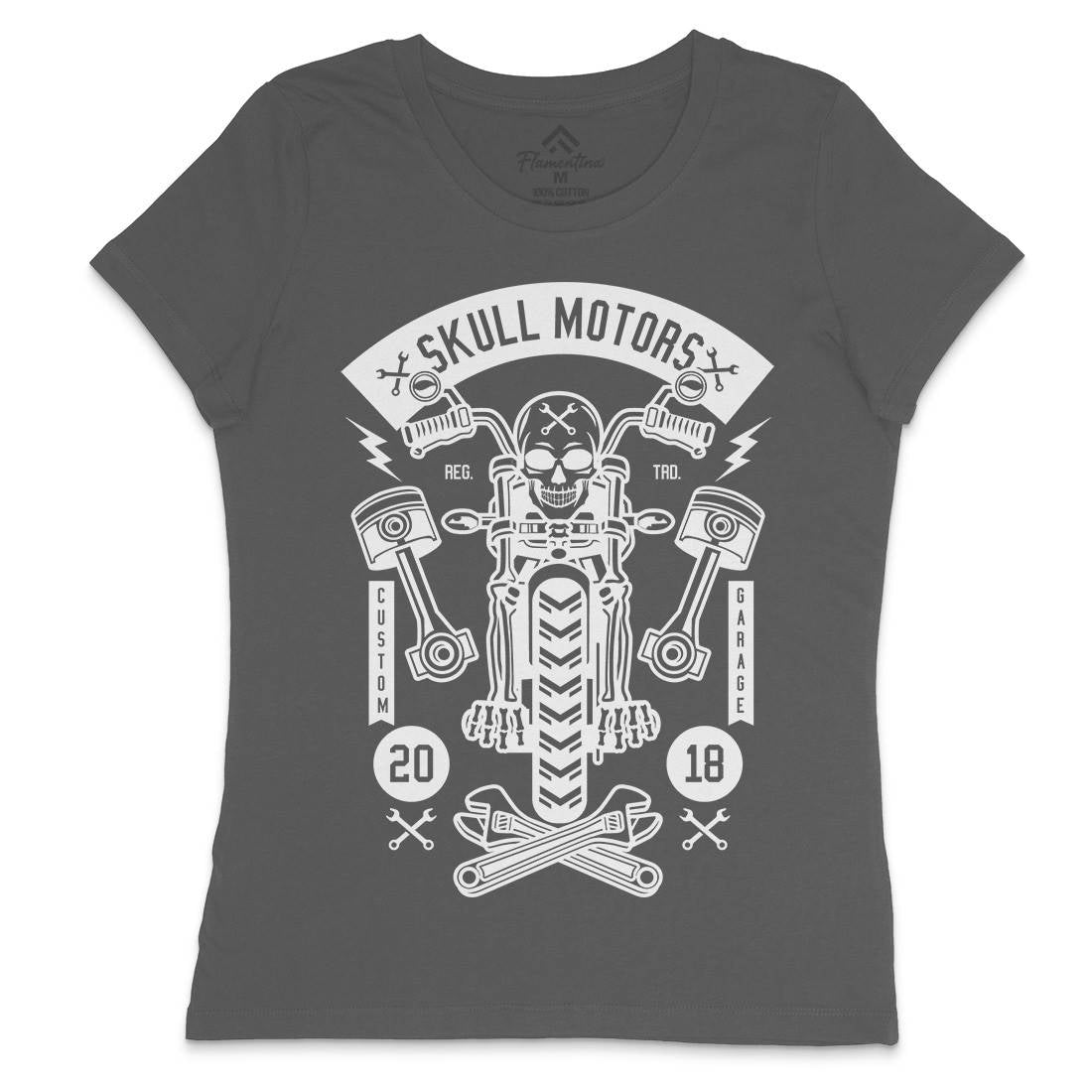 Skull Motors Womens Crew Neck T-Shirt Motorcycles B631