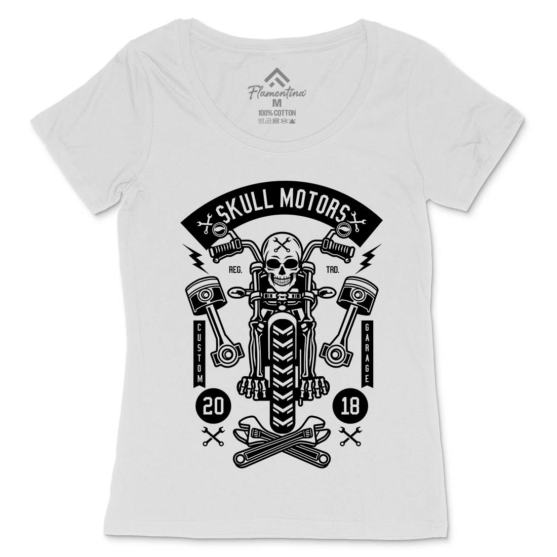 Skull Motors Womens Scoop Neck T-Shirt Motorcycles B631