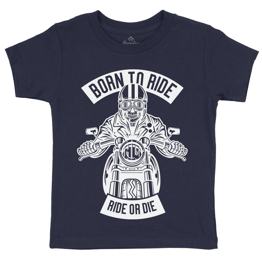 Skull Rider Born To Ride Kids Organic Crew Neck T-Shirt Motorcycles B632