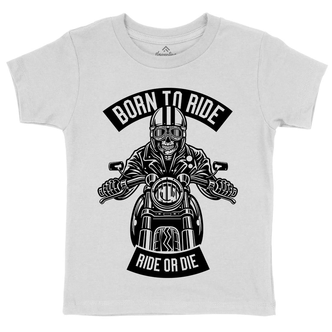 Skull Rider Born To Ride Kids Organic Crew Neck T-Shirt Motorcycles B632