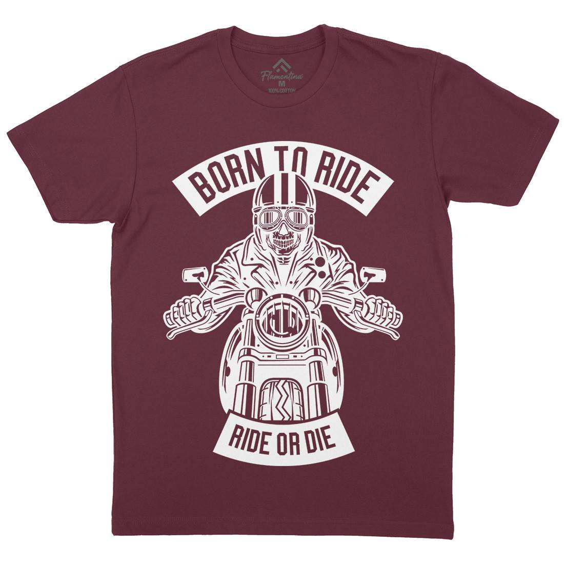 Skull Rider Born To Ride Mens Organic Crew Neck T-Shirt Motorcycles B632