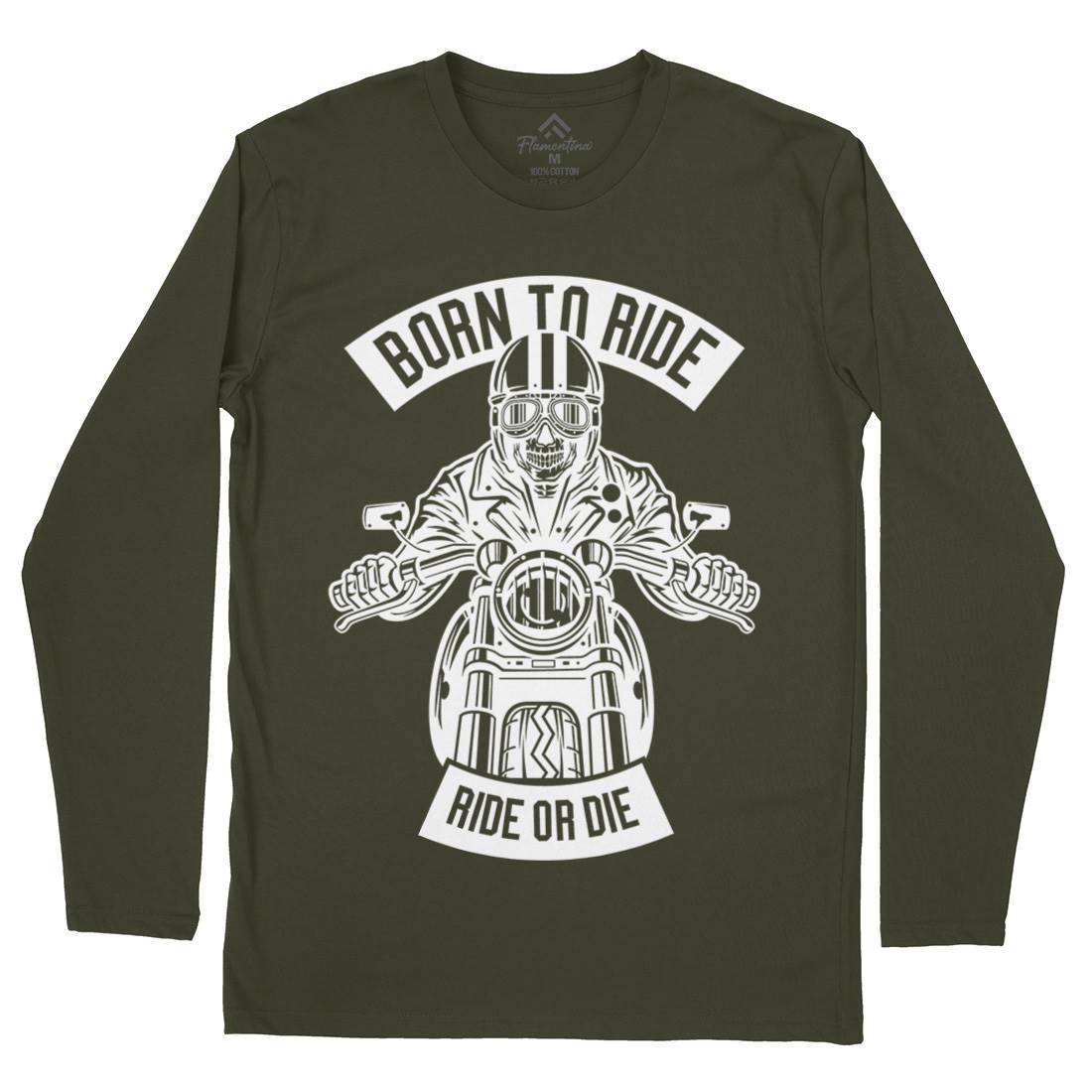 Skull Rider Born To Ride Mens Long Sleeve T-Shirt Motorcycles B632