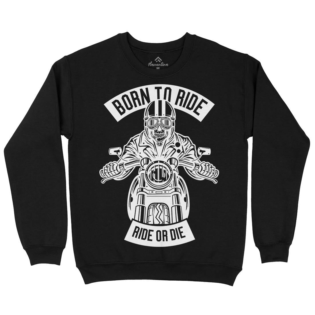 Skull Rider Born To Ride Mens Crew Neck Sweatshirt Motorcycles B632