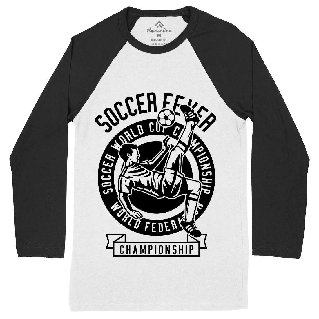 Soccer Fever Mens Long Sleeve Baseball T-Shirt Sport B634