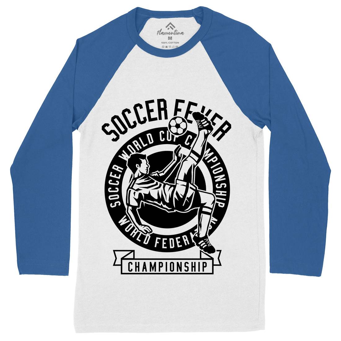 Soccer Fever Mens Long Sleeve Baseball T-Shirt Sport B634