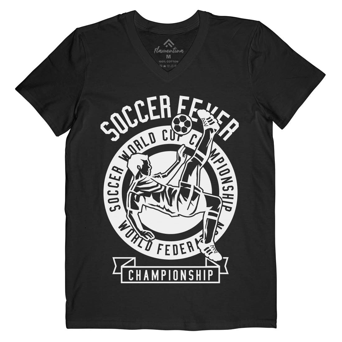 Soccer Fever Mens V-Neck T-Shirt Sport B634