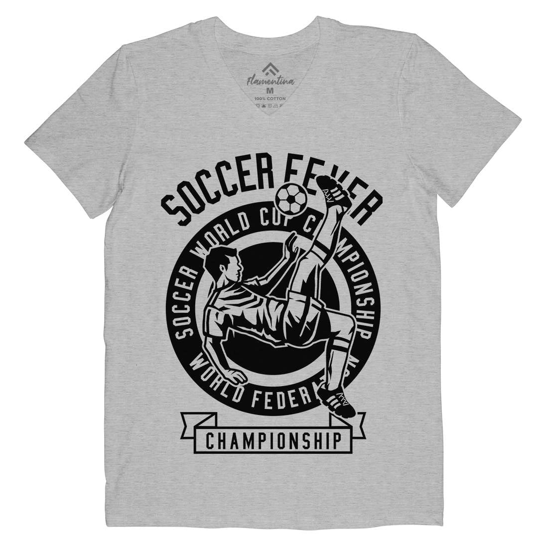 Soccer Fever Mens Organic V-Neck T-Shirt Sport B634