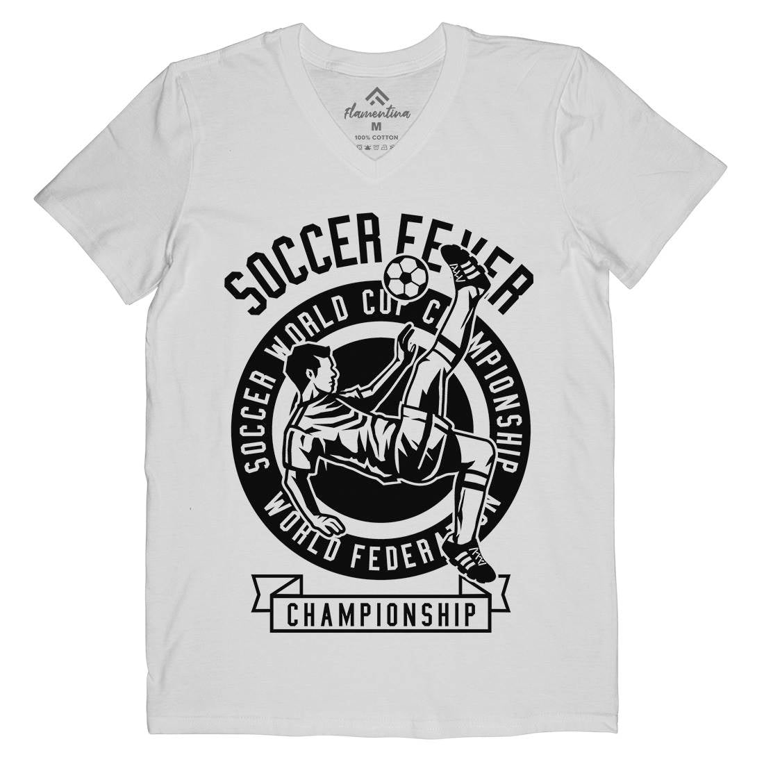 Soccer Fever Mens Organic V-Neck T-Shirt Sport B634