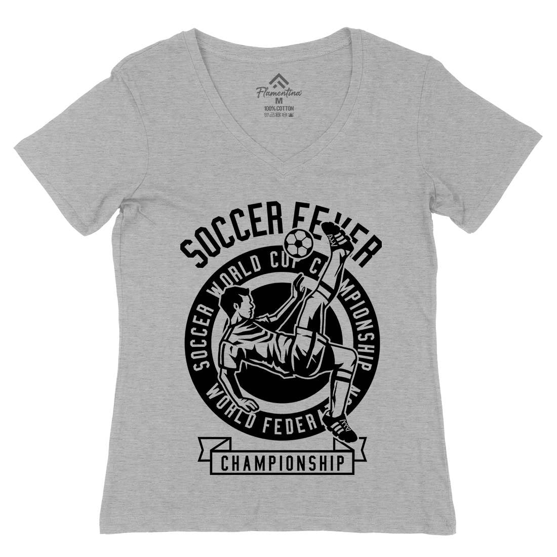 Soccer Fever Womens Organic V-Neck T-Shirt Sport B634