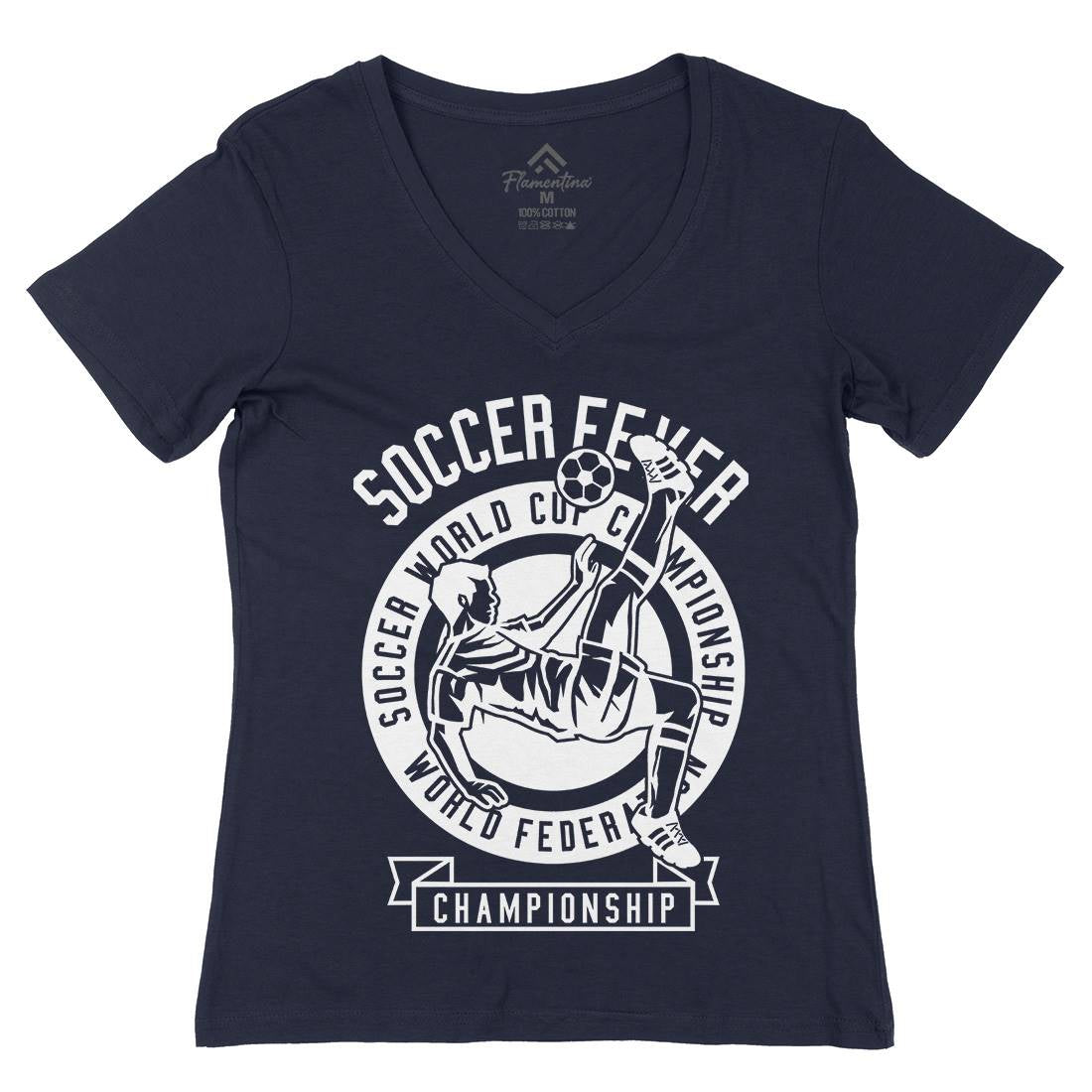 Soccer Fever Womens Organic V-Neck T-Shirt Sport B634