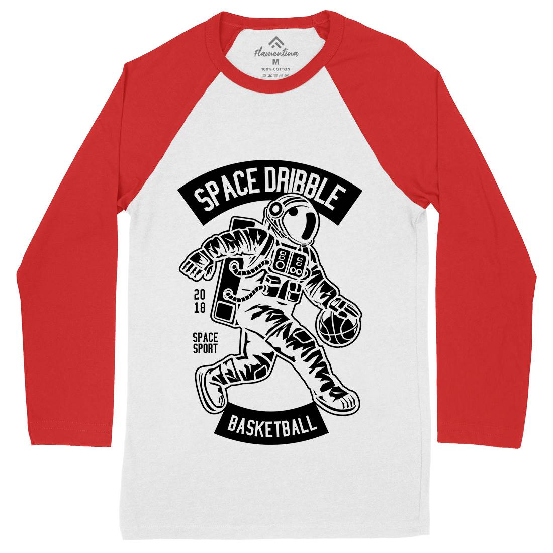 Dribble Mens Long Sleeve Baseball T-Shirt Space B635