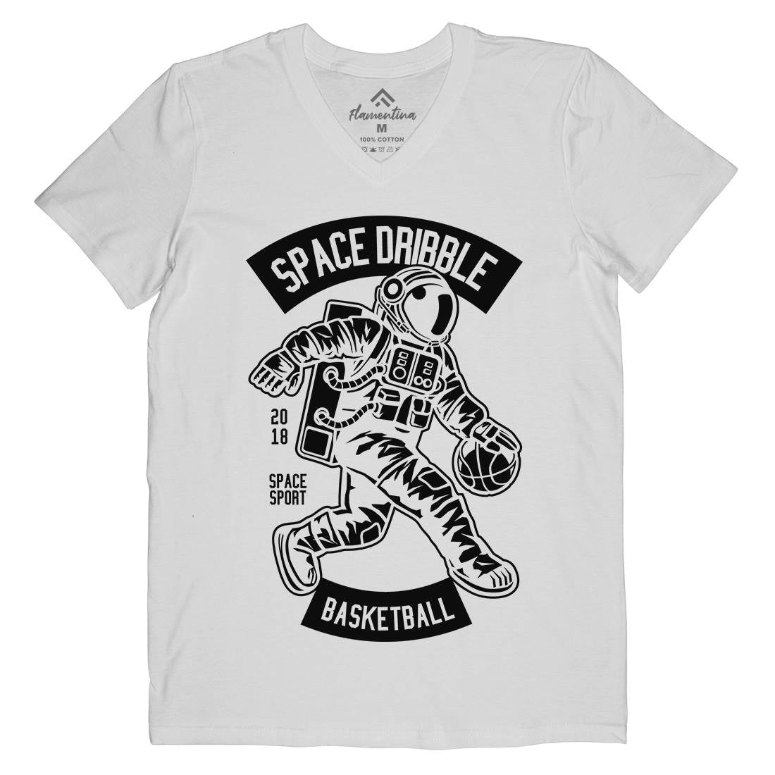 Dribble Mens Organic V-Neck T-Shirt Space B635