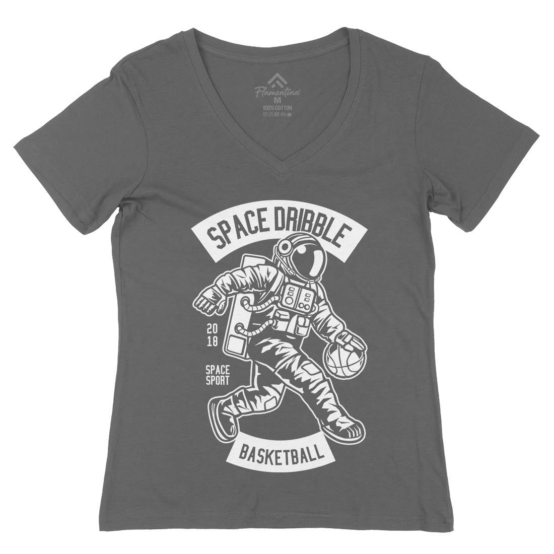 Dribble Womens Organic V-Neck T-Shirt Space B635
