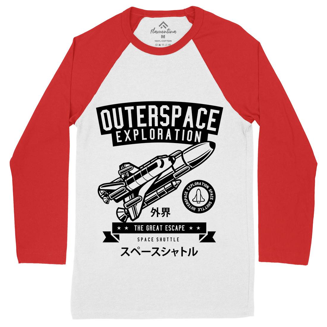 Shuttle Mens Long Sleeve Baseball T-Shirt Space B636