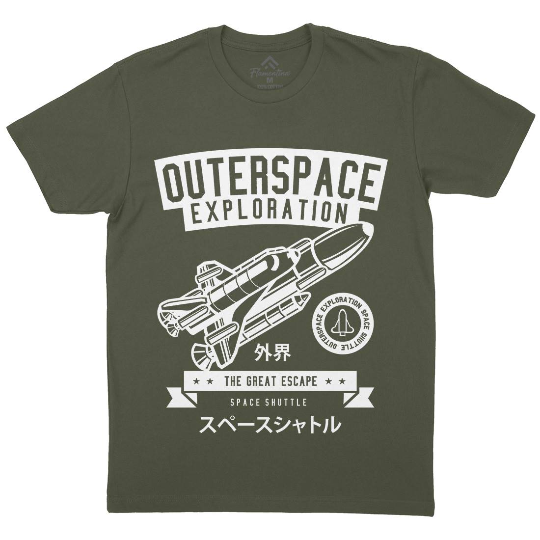 Shuttle Mens Organic Crew Neck T-Shirt Space B636