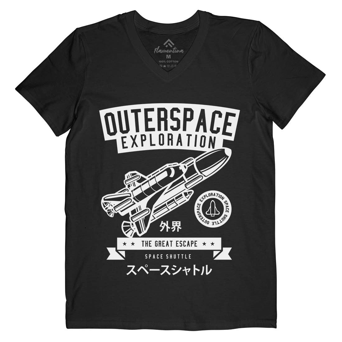 Shuttle Mens V-Neck T-Shirt Space B636