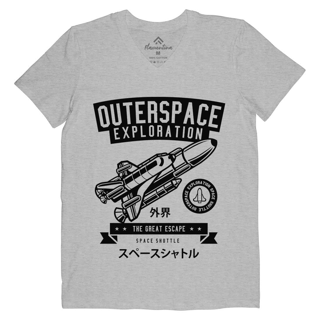Shuttle Mens V-Neck T-Shirt Space B636
