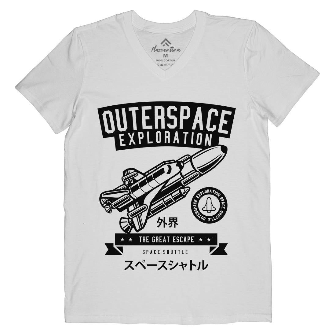 Shuttle Mens Organic V-Neck T-Shirt Space B636