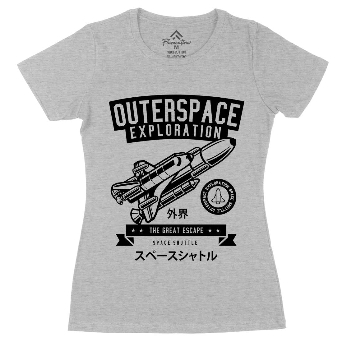 Shuttle Womens Organic Crew Neck T-Shirt Space B636