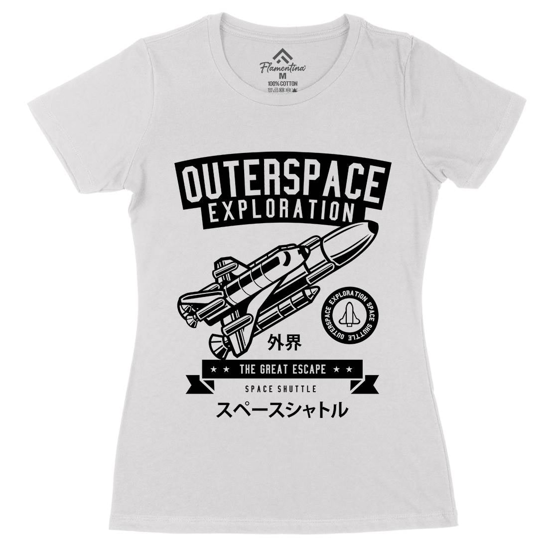 Shuttle Womens Organic Crew Neck T-Shirt Space B636