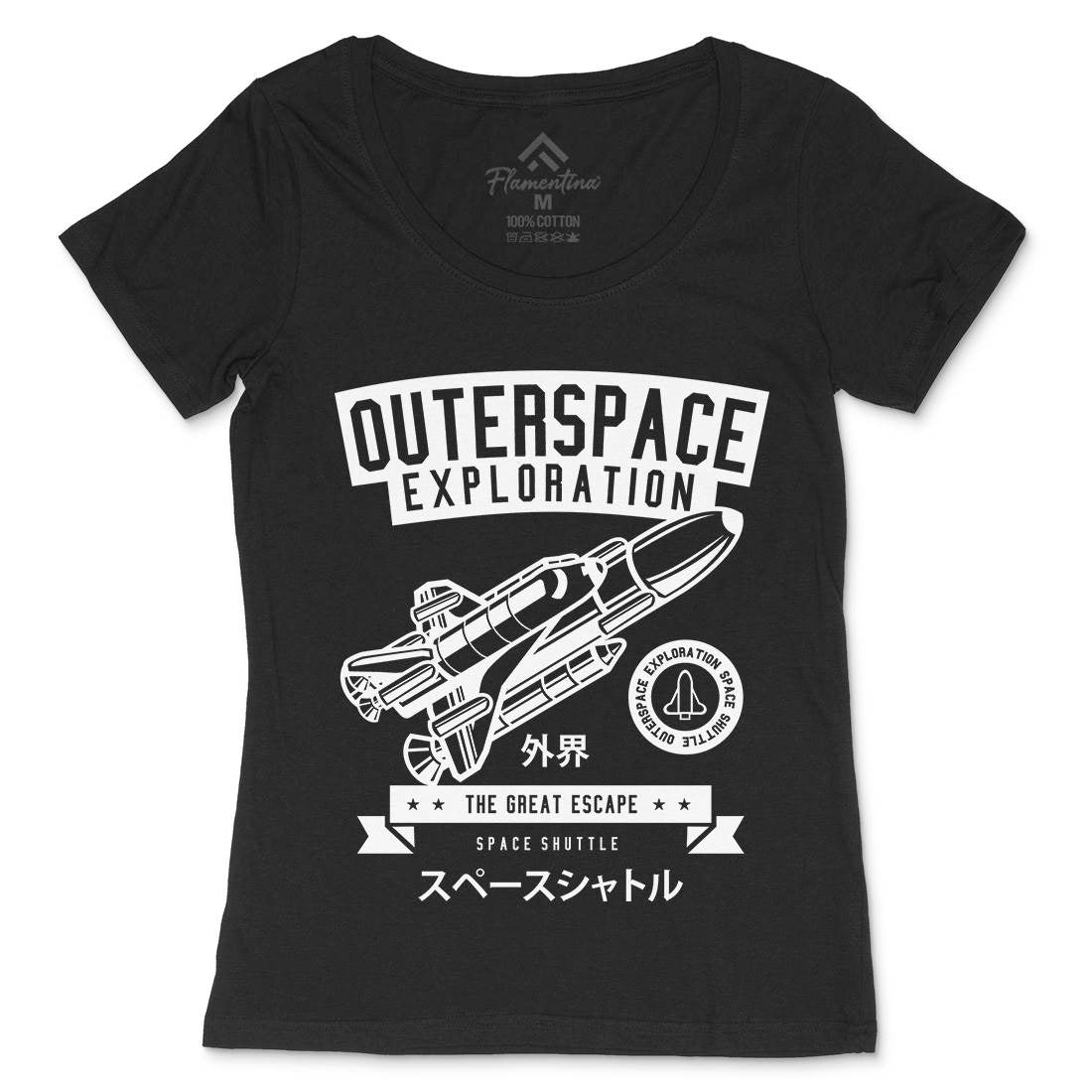 Shuttle Womens Scoop Neck T-Shirt Space B636