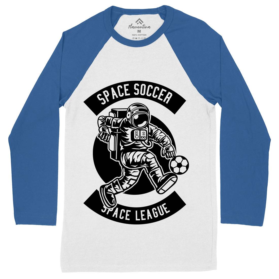 Soccer Mens Long Sleeve Baseball T-Shirt Space B637