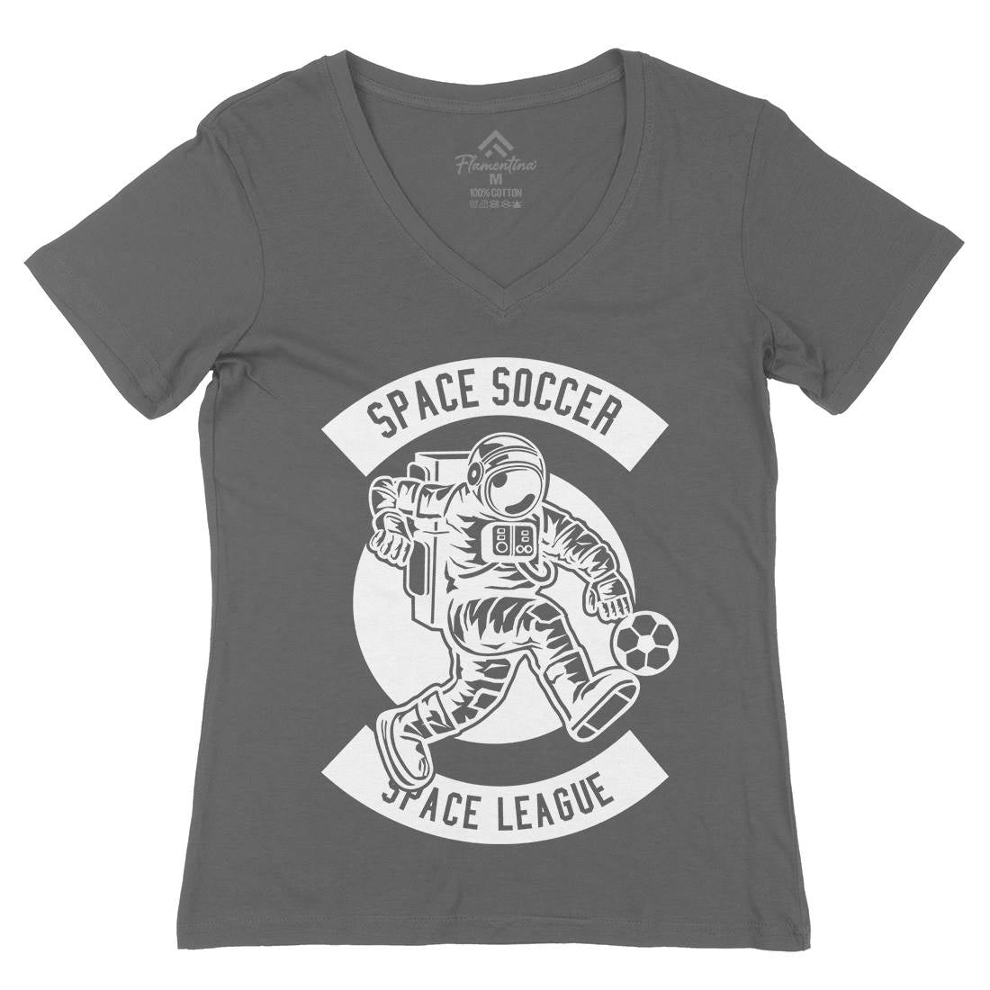 Soccer Womens Organic V-Neck T-Shirt Space B637