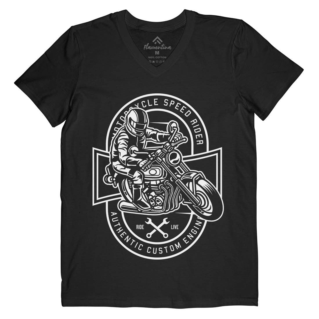 Speed Rider Mens Organic V-Neck T-Shirt Motorcycles B640
